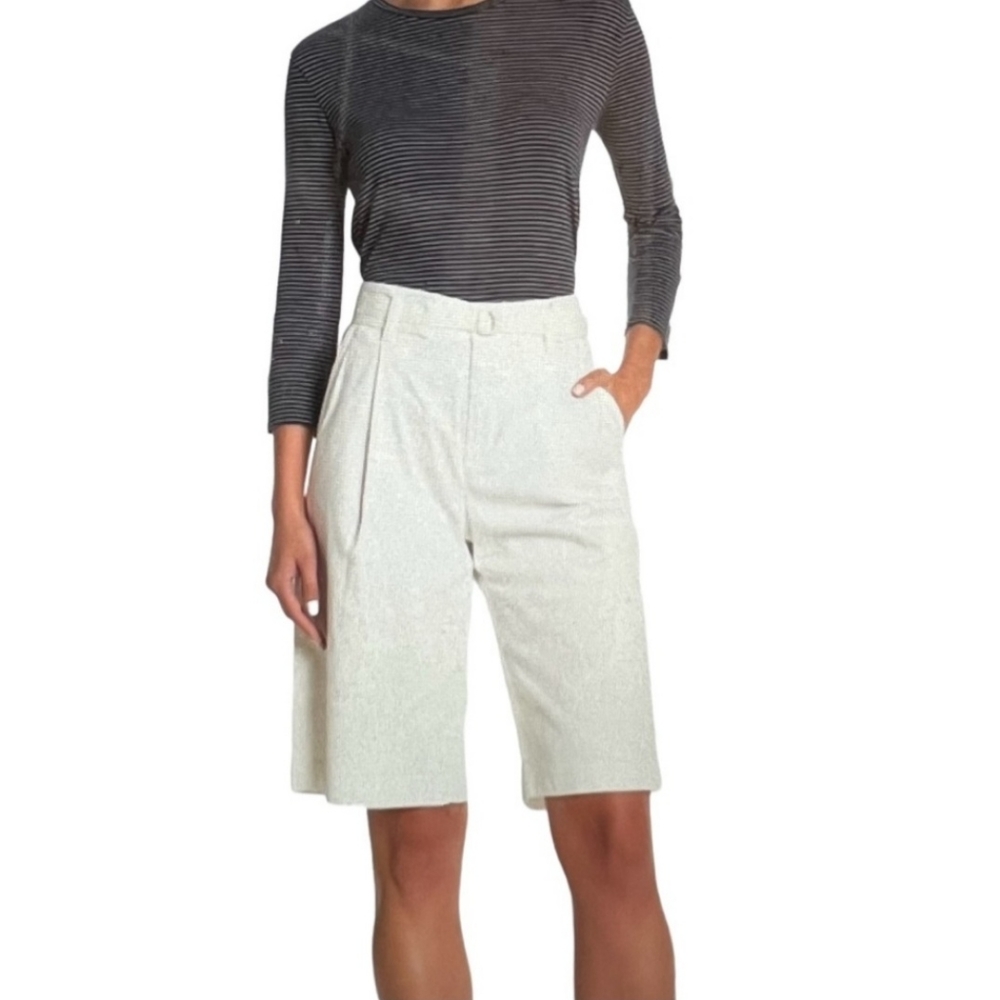 *NEW* Vince belted cotton linen Bermuda shorts